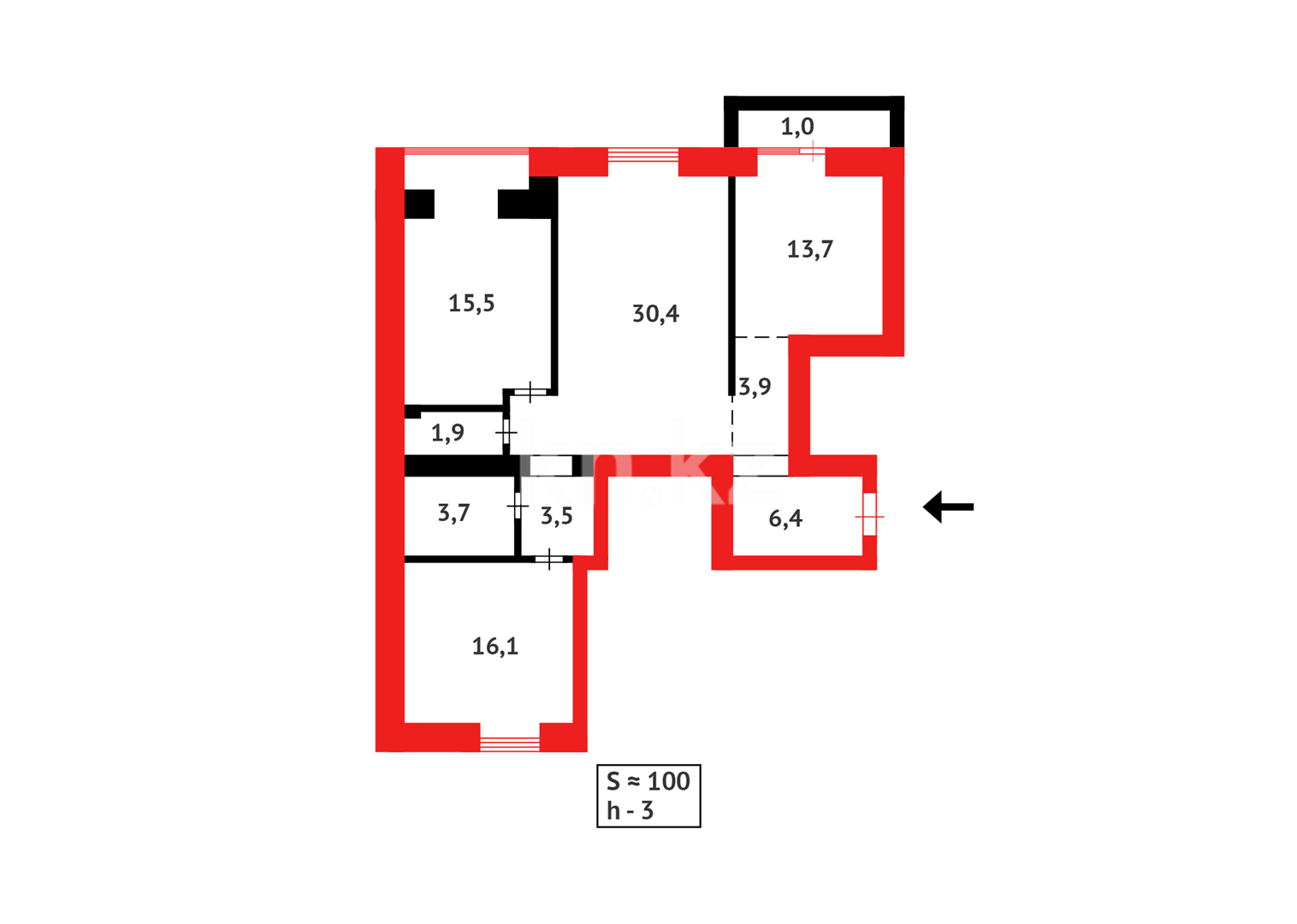 Продажа 3-комнатной квартиры, 100 м² в Караганде - фото 31