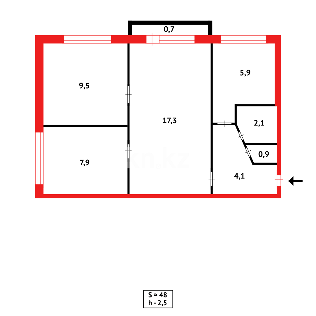 Продажа 3-комнатной квартиры, 48 м², 23-й мкр., дом  34 в Караганде - фото 17