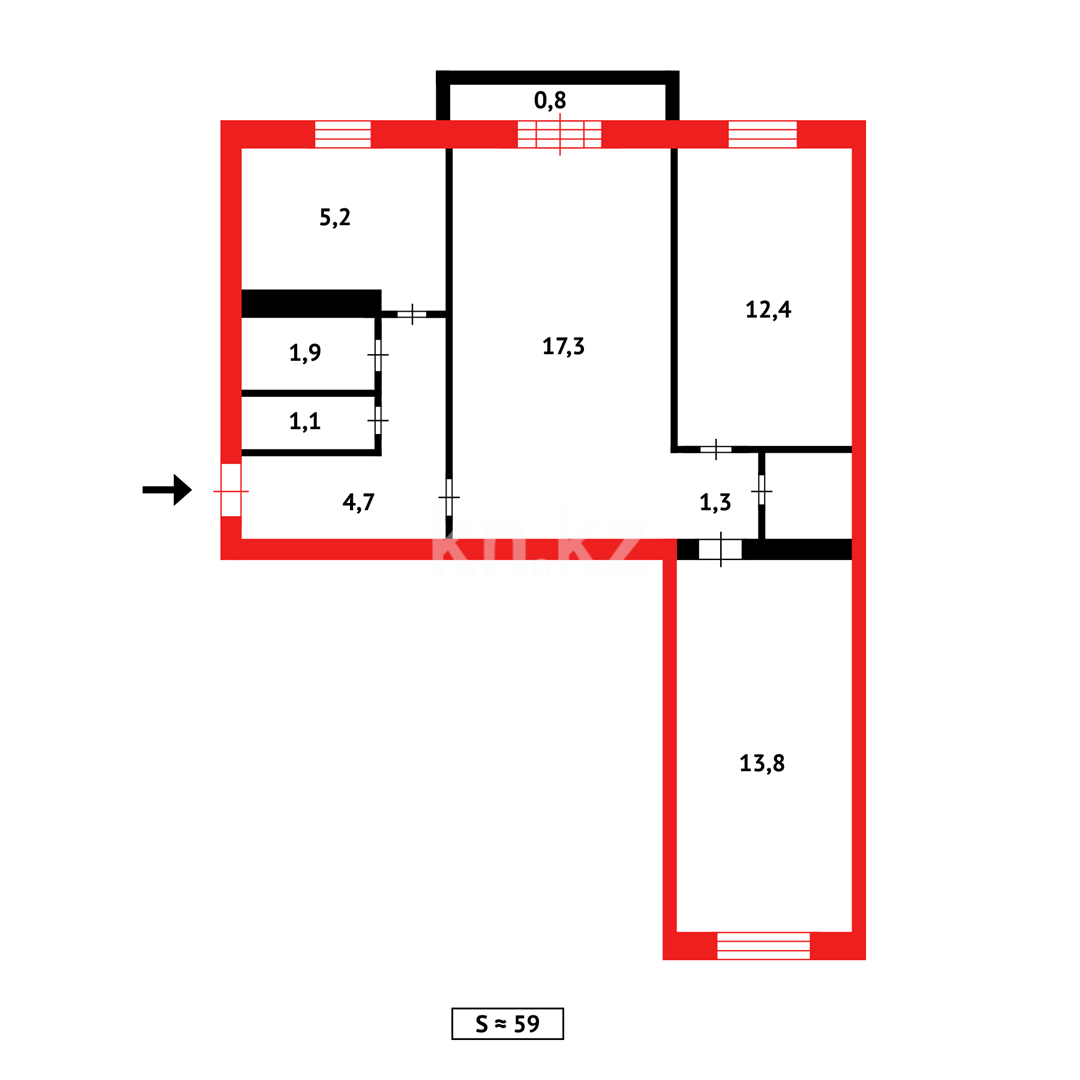 Продажа 3-комнатной квартиры, 62 м², пр. Республики в Темиртау - фото 16