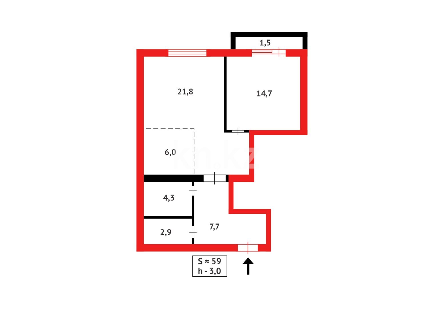 Продажа 2-комнатной квартиры, 59 м² в Караганде - фото 16