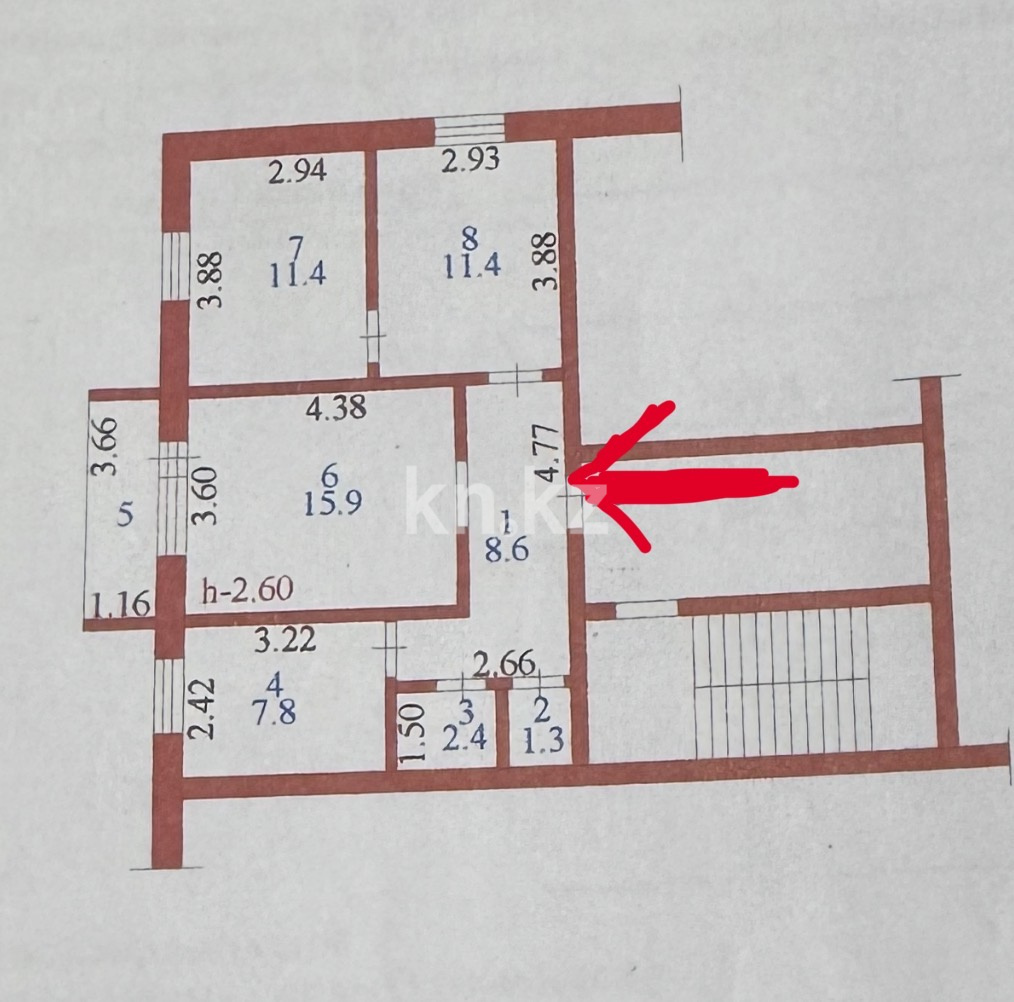Продажа 3-комнатной квартиры, 60.9 м² в Семее - фото 15