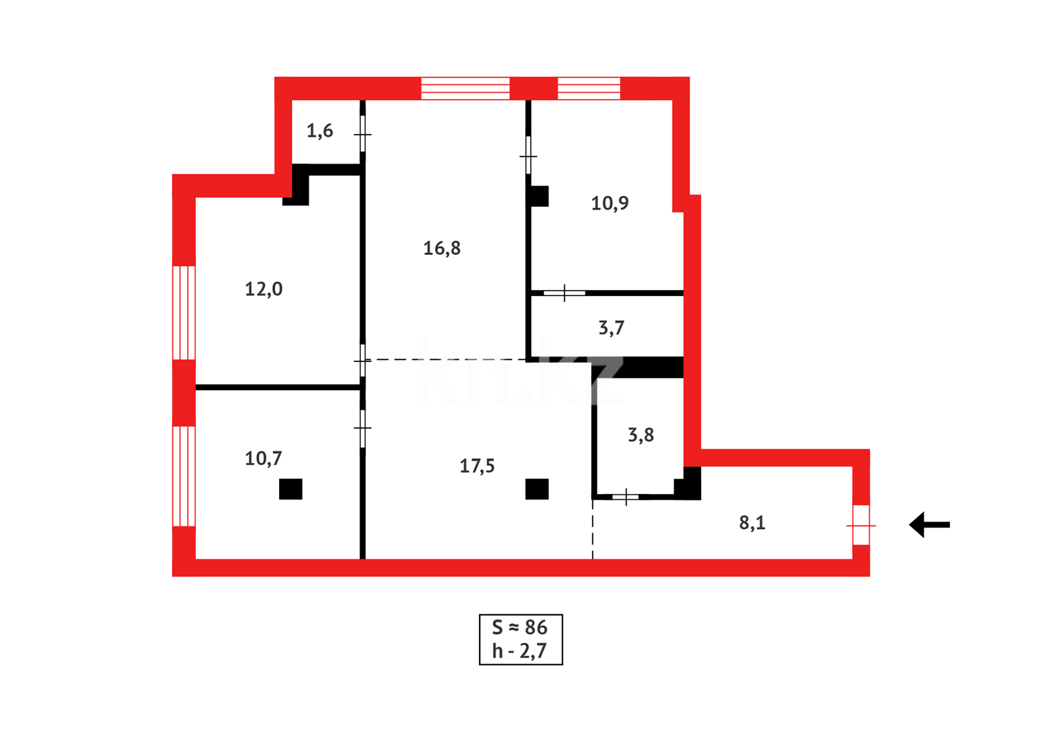 Продажа 4-комнатной квартиры, 86 м², ул. Маймекен в Астане - фото 15