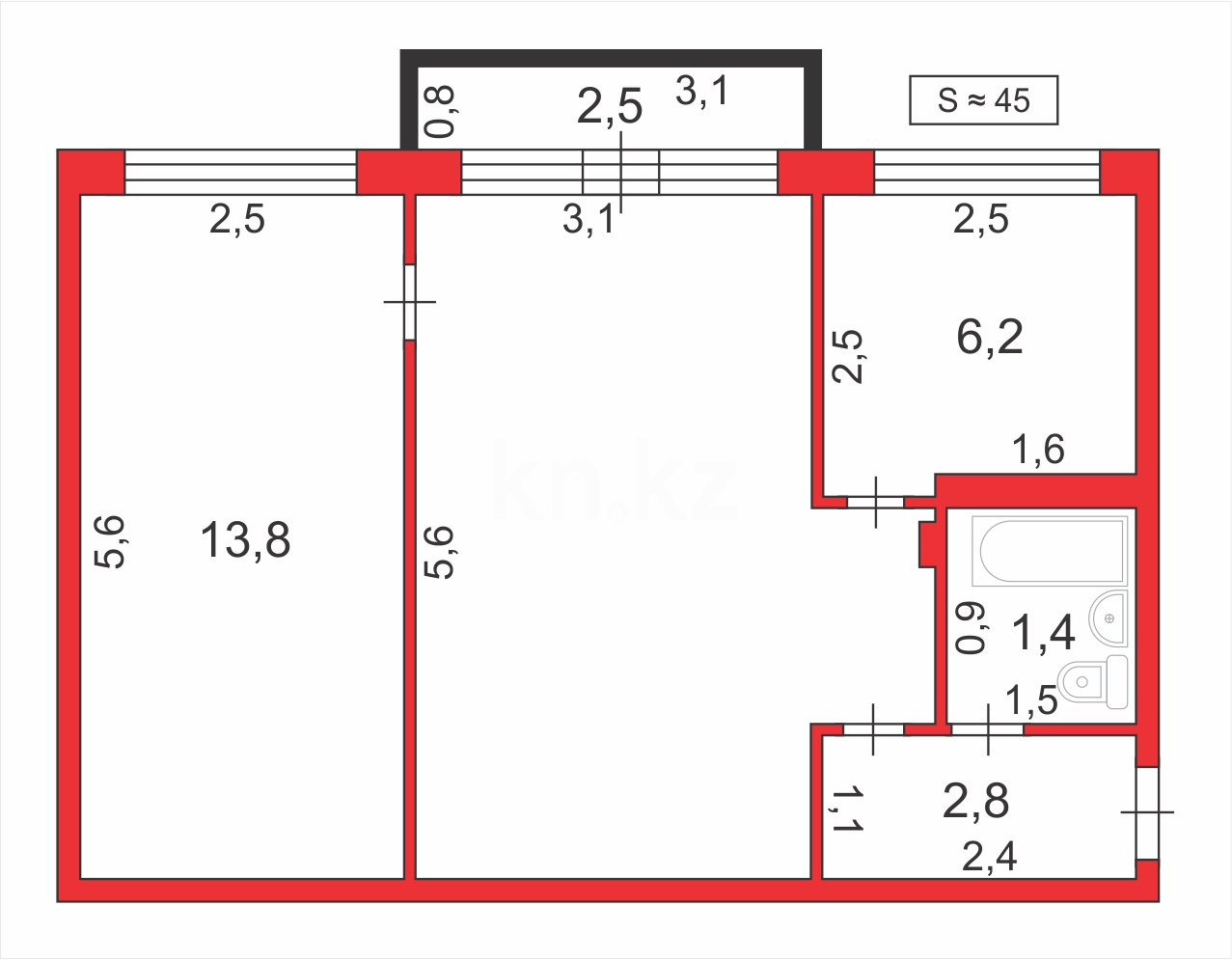 Продажа 2-комнатной квартиры, 47 м², ул. Ержанова в Караганде - фото 7