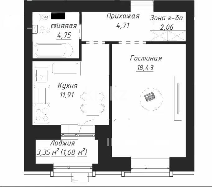 Продажа 1-комнатной квартиры, 43 м², ул. Калдаякова, дом  12 в Астане