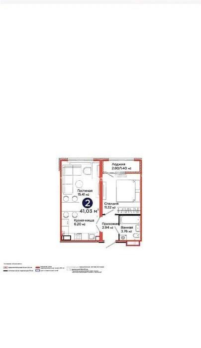Продажа 2-комнатной квартиры, 41.03 м² в Астане