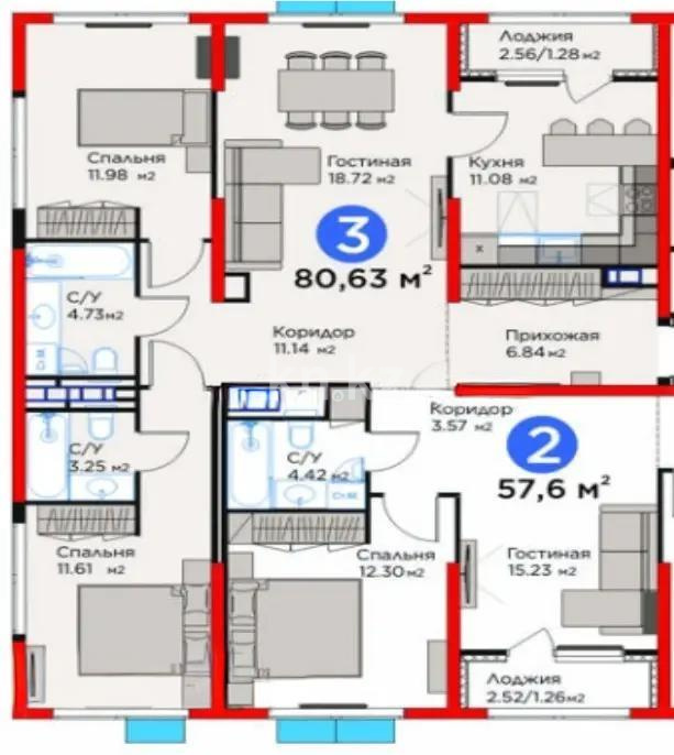 Продажа 3-комнатной квартиры, 80.6 м² в Алматы