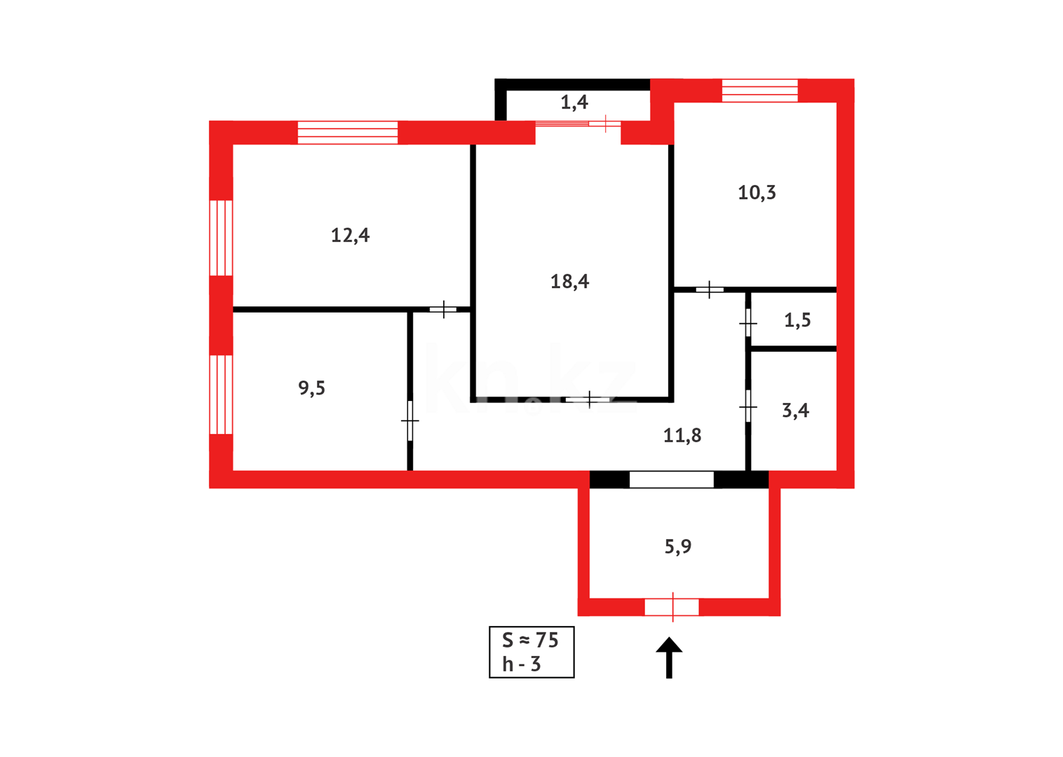 Продажа 3-комнатной квартиры, 78 м² в Караганде - фото 10