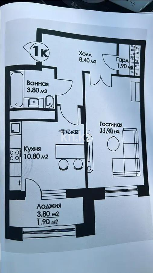 Продажа 1-комнатной квартиры, 42 м² в Астане