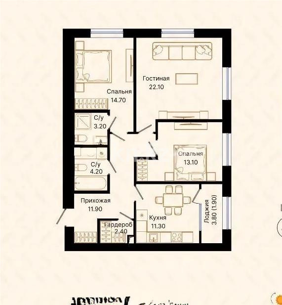Продажа 3-комнатной квартиры, 85 м² в Астане