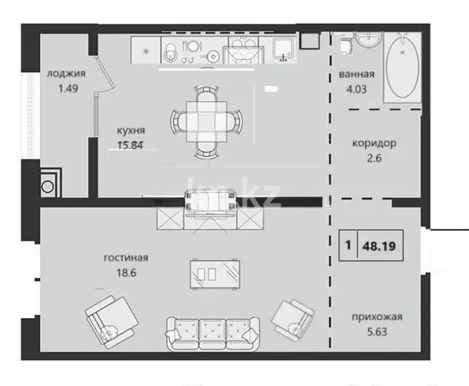 Продажа 2-комнатной квартиры, 48 м² в Алматы - фото 3