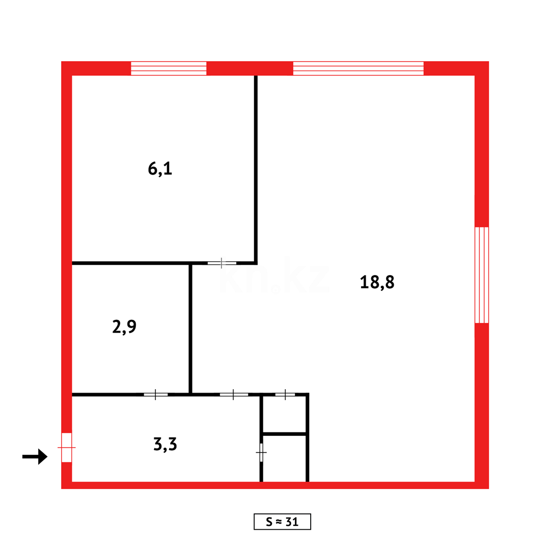 Продажа 1-комнатной квартиры, 31 м², пр. Республики в Темиртау - фото 11