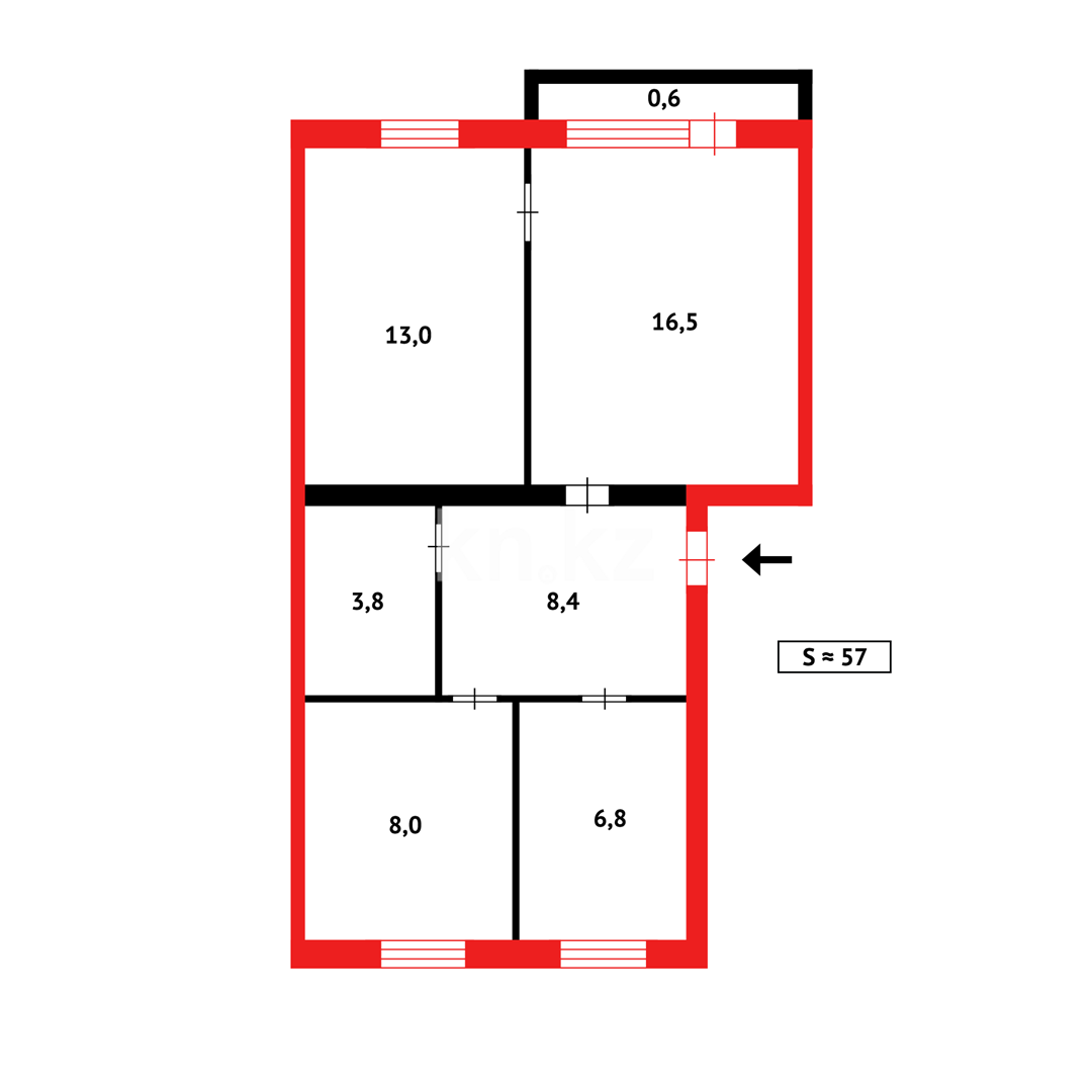Продажа 3-комнатной квартиры, 57 м², мкр-н 12, дом  11а в Караганде - фото 18