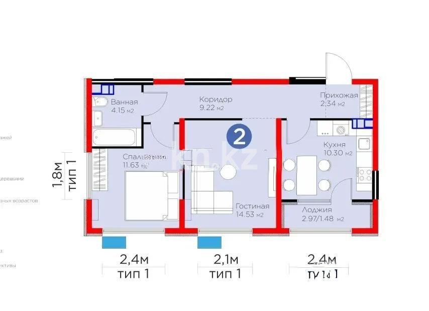 Продажа 2-комнатной квартиры, 53.66 м², ул. Байге, дом  12б в Алматы