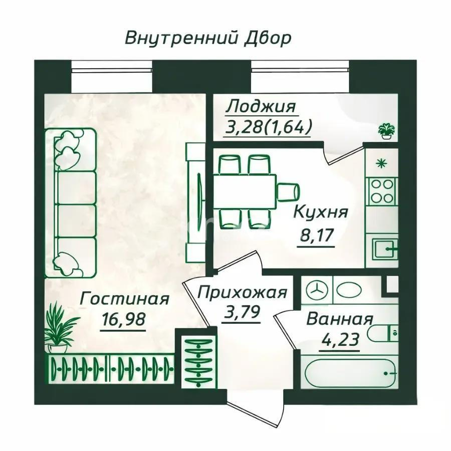 Продажа 1-комнатной квартиры, 34.81 м² в Астане