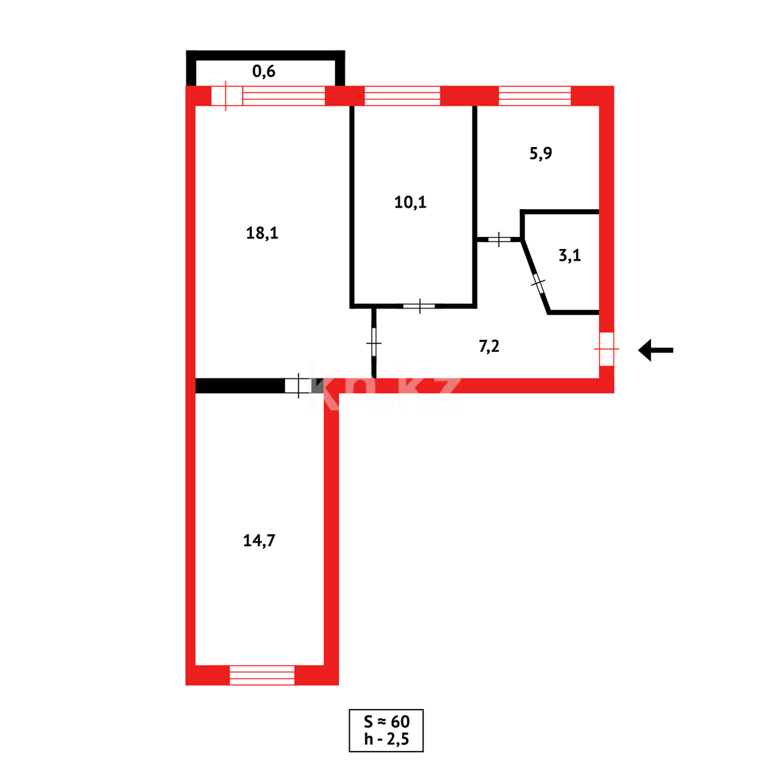 Продажа 3-комнатной квартиры, 59 м², 21 мкр., дом  18 в Караганде - фото 13