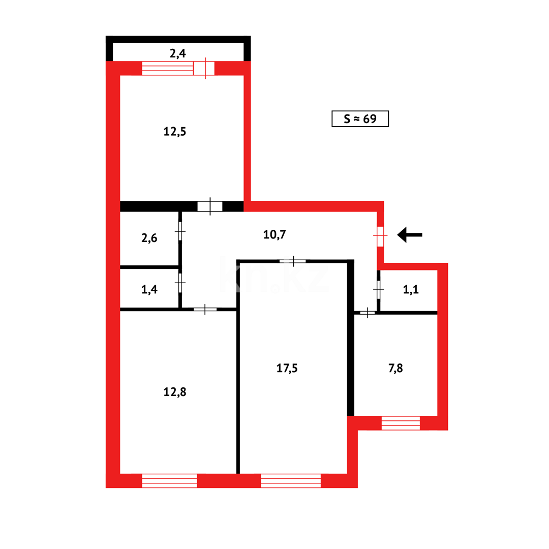 Продажа 3-комнатной квартиры, 68 м² в Темиртау - фото 13