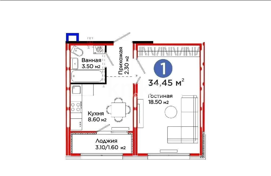Продажа 1-комнатной квартиры, 34.5 м², ул. Е-509, дом  11 в Астане