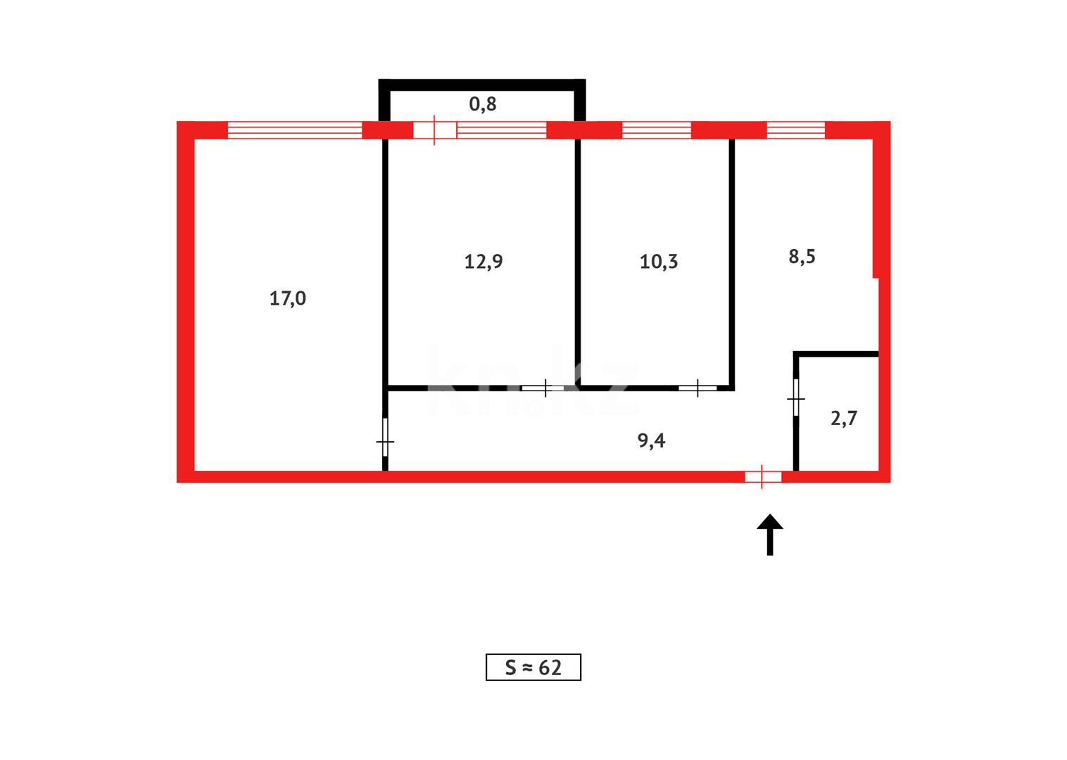Продажа 3-комнатной квартиры, 61 м², мкр-н 7 в Темиртау - фото 12