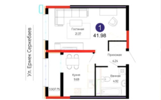 Продажа 1-комнатной квартиры, 42 м², ул. Е-882, дом  7 - Продажа  однокомнатных квартир в новостройках Астаны