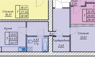 Продажа 1-комнатной квартиры, 46.17 м², ул. Тынышбайулы, дом  6 стр - Продажа  однокомнатных квартир в Астане