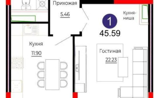 Продажа 1-комнатной квартиры, 45.59 м², ул. Е-882, дом  7 - Продажа  однокомнатных квартир в Астане