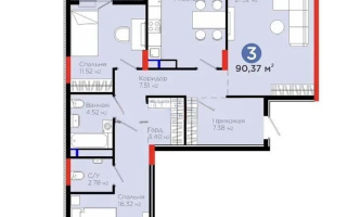 Продажа 3-комнатной квартиры, 90.37 м², ул. Е-900, дом  8 - Продажа  трехкомнатных квартир в новостройках Астаны
