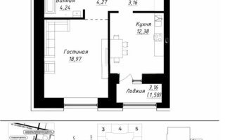Продажа 1-комнатной квартиры, 44.6 м², ул. Сызганова, дом  1/1 - Продажа квартир в Астане без посредников