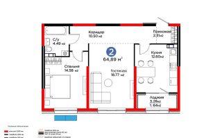 Продажа 2-комнатной квартиры, 64.89 м², ул. Тараз, дом  8/1 стр - Продажа  двухкомнатных квартир в новостройках Алматы