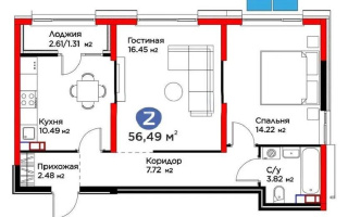 Продажа 2-комнатной квартиры, 56.49 м², Кульджинский тракт, дом  уч. 62/5 - Продажа квартир в Алматы
