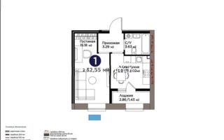Продажа 1-комнатной квартиры, 32.55 м²