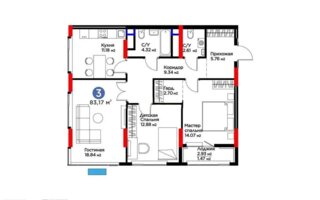 Продажа 3-комнатной квартиры, 83 м²