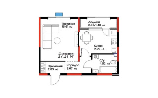 Продажа 1-комнатной квартиры, 37.3 м² - Продажа однокомнатных квартир в Жетысуском р-не Алматы
