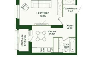 Продажа 1-комнатной квартиры, 38 м²