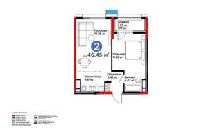 Продажа 2-комнатной квартиры, 46 м²