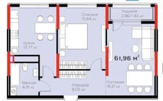 Продажа 2-комнатной квартиры, 61.98 м² - Продажа двухкомнатных квартир в монолитно-каркасном доме в Астане
