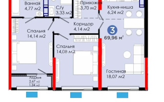 Продажа 3-комнатной квартиры, 69.96 м², ул. Белжайлау, дом  47а - Продажа  трехкомнатных квартир в Алматы с фото