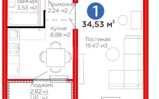 Продажа 1-комнатной квартиры, 34.53 м², пр. Улы Дала, дом  14 - Продажа  однокомнатных квартир в Астане с фото
