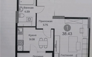 Продажа 1-комнатной квартиры, 38.43 м², ул. Е-429, дом  26 - Продажа квартир в Астане с фото