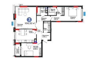 Продажа 3-комнатной квартиры, 100.32 м², ул. Е-899, дом  3 - Продажа  трехкомнатных квартир в новостройках Астаны