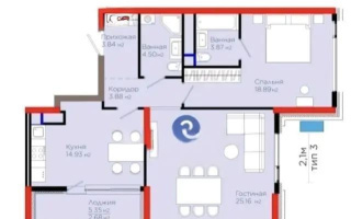 Продажа 2-комнатной квартиры, 78 м², ул. Рыскулова, дом  3 - Продажа  двухкомнатных квартир в новостройках Астаны