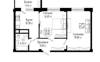 Продажа 2-комнатной квартиры, 59.16 м² - Продажа квартир в Астане без посредников