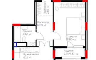 Продажа 2-комнатной квартиры, 51.39 м²