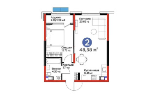 Продажа 2-комнатной квартиры, 48.58 м² - Продажа квартир в монолитном доме в Алматы