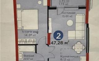 Продажа 2-комнатной квартиры, 47.28 м², пр. Туран, дом  57/1 - Продажа квартир в Казахстане