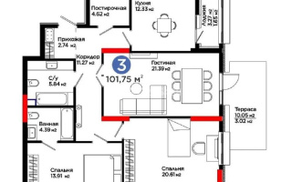 Продажа 3-комнатной квартиры, 101.75 м², ул. Рыскулова, дом  1/1 - Продажа  трехкомнатных квартир в новостройках Астаны с фото