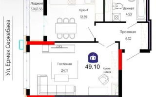 Продажа 2-комнатной квартиры, 49.1 м², ул. Е-882, дом  7 - Продажа  двухкомнатных квартир в новостройках Астаны без посредников
