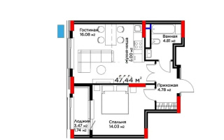 Продажа 2-комнатной квартиры, 47.44 м², ул. Бухар жырау, дом  33 - Продажа  двухкомнатных квартир в Астане без посредников