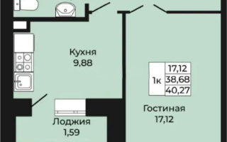 Продажа 1-комнатной квартиры, 40.27 м², ул. Калдаякова, дом  26 стр - Продажа квартир в Астане