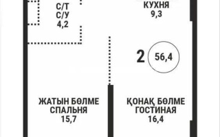 Продажа 2-комнатной квартиры, 56.4 м², ул. Розыбакиева, дом  197/2 - Продажа  двухкомнатных квартир в новостройках Алматы без посредников