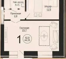 Продажа 1-комнатной квартиры, 44.25 м² - Продажа однокомнатных квартир без посредников в Астане